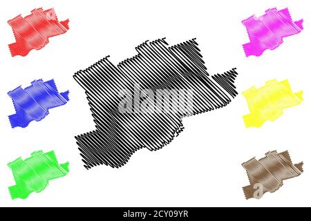 Moncton City (Canada, New Brunswick Province) mappa vettoriale illustrazione, scrimble sketch Città di Moncton mappa Illustrazione Vettoriale