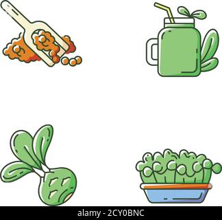Set di icone di colore RGB per Greens Variety Illustrazione Vettoriale
