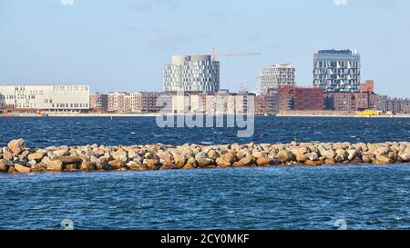 Copenhagen moderno lungomare in una giornata di sole, Danimarca. Foto Stock