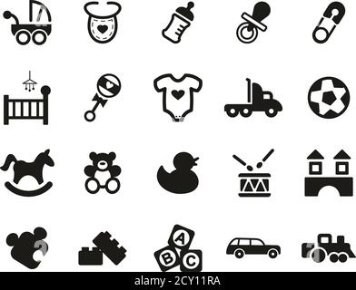 Baby Stuff icone in bianco e nero serie Big Illustrazione Vettoriale