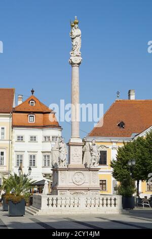 Mary's column, Győr, Raab, Győr-Moson-Sopron County, Ungheria, Magyarország, Europa Foto Stock