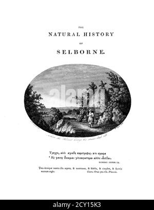 Frontespizio di 'la Storia Naturale di Selborne' del parroco e naturalista, Gilbert White (1720-1793) Foto Stock