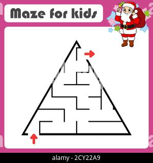 Labirinto astratto. Gioco per bambini. Puzzle per bambini. Stile cartone animato. Tamburo a labirinto. Illustrazione vettoriale a colori. Trovare il percorso giusto. Carattere carino. Illustrazione Vettoriale