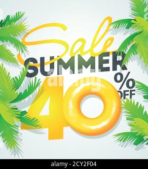 Poster del modello di vendita al di fuori dell'estate, illustrazione vettoriale. Sfondo ondulazione acqua. Illustrazione Vettoriale