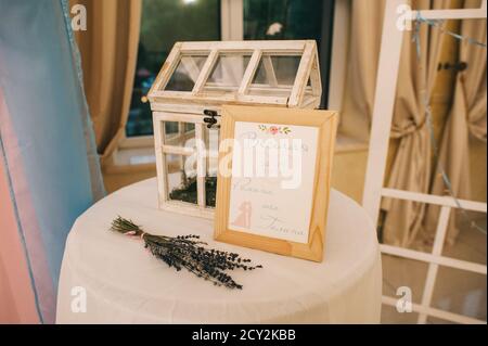 Primo piano di decorazioni per matrimoni in stile provenzale. Foto Stock