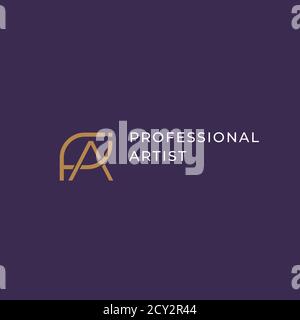 Logo vettoriale delle immagini professionali dell'artista. Monogramma vettoriale lettere P,A,I. Illustrazione Vettoriale