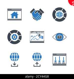 SEO e Web opimizzazione icone set Illustrazione Vettoriale