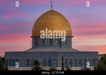 Gerusalemme, Israele - moschea di al-Aqsa, monte del tempio, Gerusalemme, Israele. È un santuario islamico situato sul Monte del Tempio nella Città Vecchia Foto Stock