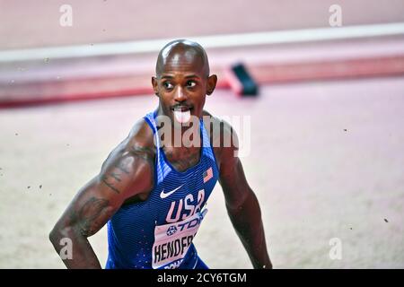 Jeff Henderson (USA) vince la medaglia d argento nel salto in lungo finale degli uomini. IAAF mondiale di atletica, Doha 2019 Foto Stock