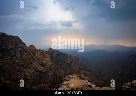 Splendida vista panoramica di Taif, Shafa Mountains, Arabia Saudita Foto Stock