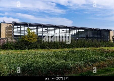 Flourish House, un edificio di uffici del gruppo Aster altamente sostenibile situato a Cathedral Park, Wells, Somerset Foto Stock