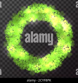 Telaio rotondo con trifoglio a quattro foglie. Giorno di San Patrizio. Elemento vettoriale per copertine, cornici, cartoline e il tuo progetto Illustrazione Vettoriale