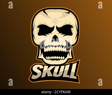 Illustrazione disegno vettoriale del modello del logo di Skull eSport Illustrazione Vettoriale