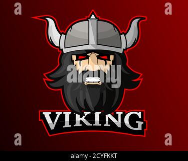 Illustrazione disegno vettoriale del modello del logo Viking eSport Illustrazione Vettoriale