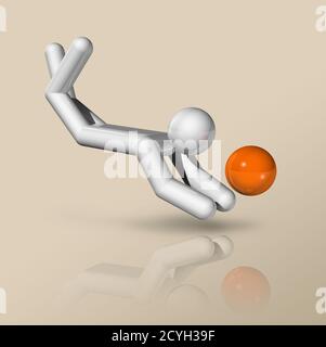 simbolo tridimensionale di beach volley, sport olimpici. Illustrazione Foto Stock