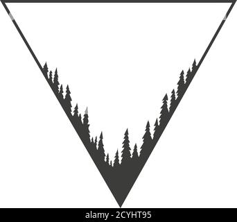Alberi di pino in un triangolo. Disegno vettoriale. Illustrazione Vettoriale