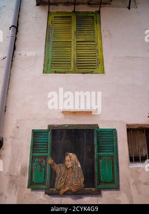 Murale a Malacca, Malesia Street art su edifici lungo il fiume Melaka. Malacca, il centro storico della città, patrimonio dell'umanità dell'UNESCO Foto Stock