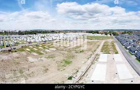 cantiere di un parco caravan in costruzione a canvey isola Foto Stock