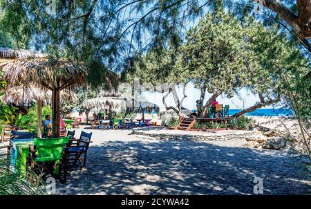 Beach Bar sulla spiaggia di Mojito Rodi Grecia Foto Stock