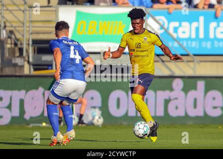 Lyngby, Danimarca. 20 luglio 2020. Emmanuel Sabbi (11) di Hobro visto durante la partita 3F Superliga tra Lyngby Boldklub e Hobro IK al Lyngby Stadium. (Foto: Gonzales Photo - Rune Mathiesen). Foto Stock