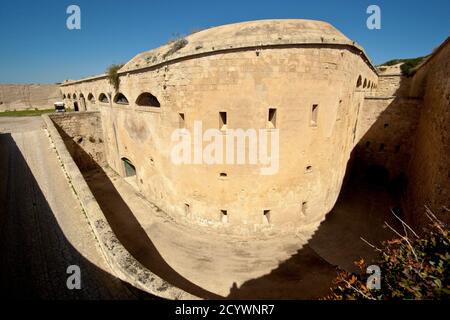 Fortaleza de Isabel II, siglo XIX.Puerto de Mahon.La Mola..Menorca Islas Baleares. Spagna. Foto Stock