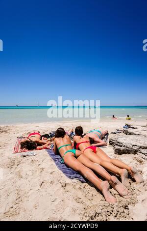 Es Trenc spiaggia. Maiorca. Isole Balneari. Spagna. Foto Stock