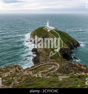 Sud pila faro, Anglesey, Galles Foto Stock