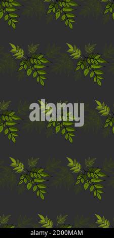 Motivo di sfondo senza giunture con lamelle. Silhouette di piante tropicali , illustrazione vettoriale. Illustrazione Vettoriale