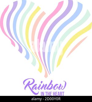 Sfondo color arcobaleno pastello, scritta citazioni ispiratrici - resta forte. Colori LGBTQ. Motivo a strisce geometriche astratte, strisce arcobaleno. VECTO Illustrazione Vettoriale