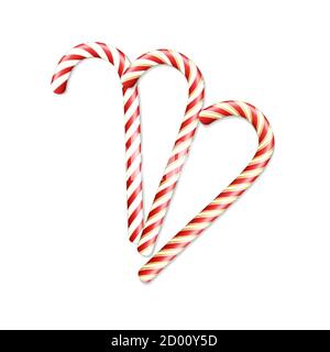Realistico Natale caramella canna set isolato su sfondo bianco. Illustrazione del vettore di Natale Illustrazione Vettoriale