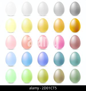 Set di uova colorate dipinte per Buona Pasqua. Illustrazione vettoriale Illustrazione Vettoriale