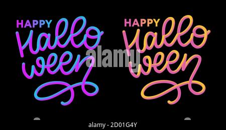 Happy Halloween testo Banner, Vector lettering calligraphy set 3d Illustrazione Vettoriale