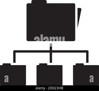 icona di classificazione delle cartelle dati su sfondo bianco, stile silhouette, illustrazione vettoriale Illustrazione Vettoriale