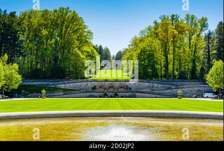 Vista sulla Biltmore Estate dall'ingresso anteriore Foto Stock