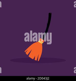 Icona della scopa di Witchs. Icona stagione Halloween - Vector Illustrazione Vettoriale