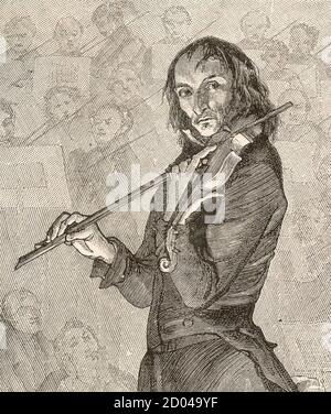 NICCOLÒ PAGANINI (1782-1840) violinista italiano Foto Stock