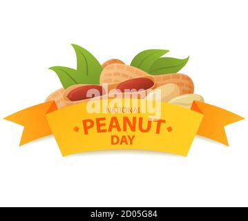 National Peanut Day.Label modello di disegno vettore illustrazione realistica. Illustrazione Vettoriale