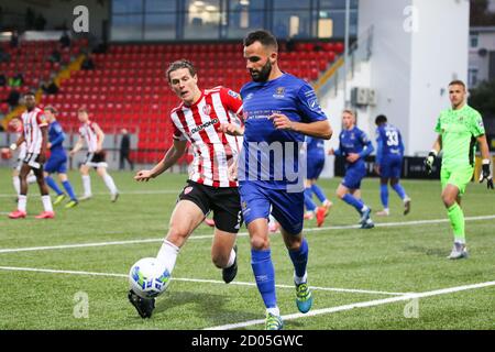 EOIN TOAL (Derry City FC) Preme Robert Weir durante la partita della Airtricity League tra Derry City & Waterford 02-10-2020 Foto di Kevin Moore/Maid Foto Stock