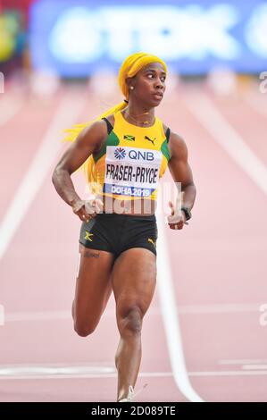 Shelly-Ann Fraser-Pryce (Giamaica). 100 metri, Round 1. IAAF mondiale di atletica, Doha 2019 Foto Stock