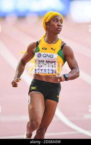 Shelly-Ann Fraser-Pryce (Giamaica). 100 metri, Round 1. IAAF mondiale di atletica, Doha 2019 Foto Stock