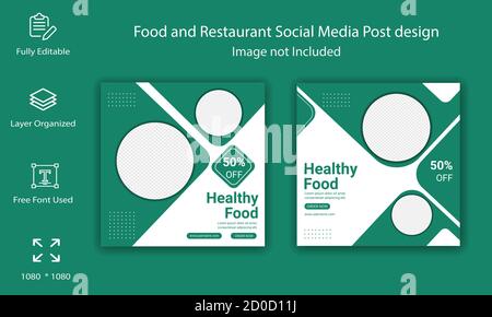 Food Social Media Post & Promotion Banner Template Design. Illustrazione Vettoriale