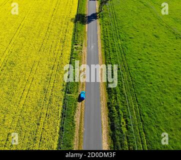 Canberra. 2 Ott 2020. La foto aerea del 2 ottobre 2020 mostra la vista di un campo di canola fuori Canberra, capitale dell'Australia. Credit: Liu Changchang/Xinhua/Alamy Live News Foto Stock