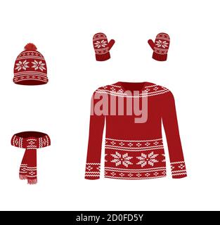 Set a maglia invernale rosso. Illustrazione vettoriale Illustrazione Vettoriale