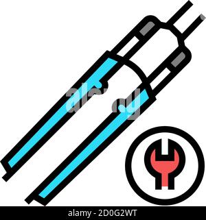 icona del colore di raddrizzatura della forcella per biciclette, illustrazione vettoriale Illustrazione Vettoriale