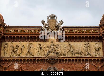 Arc de Triomf, Barcellona, in Catalogna, Spagna Foto Stock