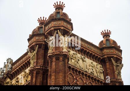 Arc de Triomf, Barcellona, in Catalogna, Spagna Foto Stock