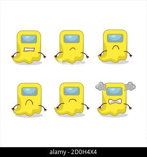 Ghost Among US personaggio cartoon giallo con varie espressioni arrabbiate Illustrazione Vettoriale