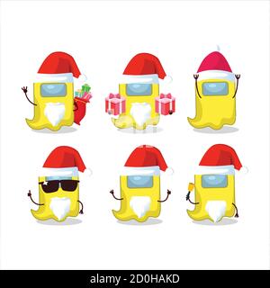 Emoticon Babbo Natale con fantasmi tra noi personaggio cartoon giallo Illustrazione Vettoriale