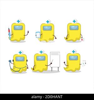 Medico professione emoticon con fantasma tra noi personaggio cartoon giallo Illustrazione Vettoriale