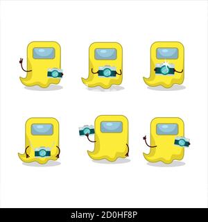 Fotografo professione emoticon con fantasma tra noi cartoon giallo personaggio Illustrazione Vettoriale